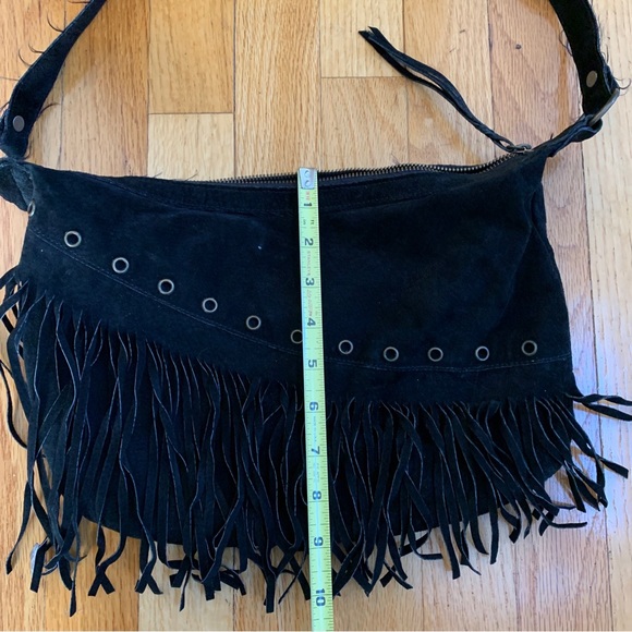 Roxy Black Suede Hobo or Western Purse with Fringe. - Picture 3 of 9